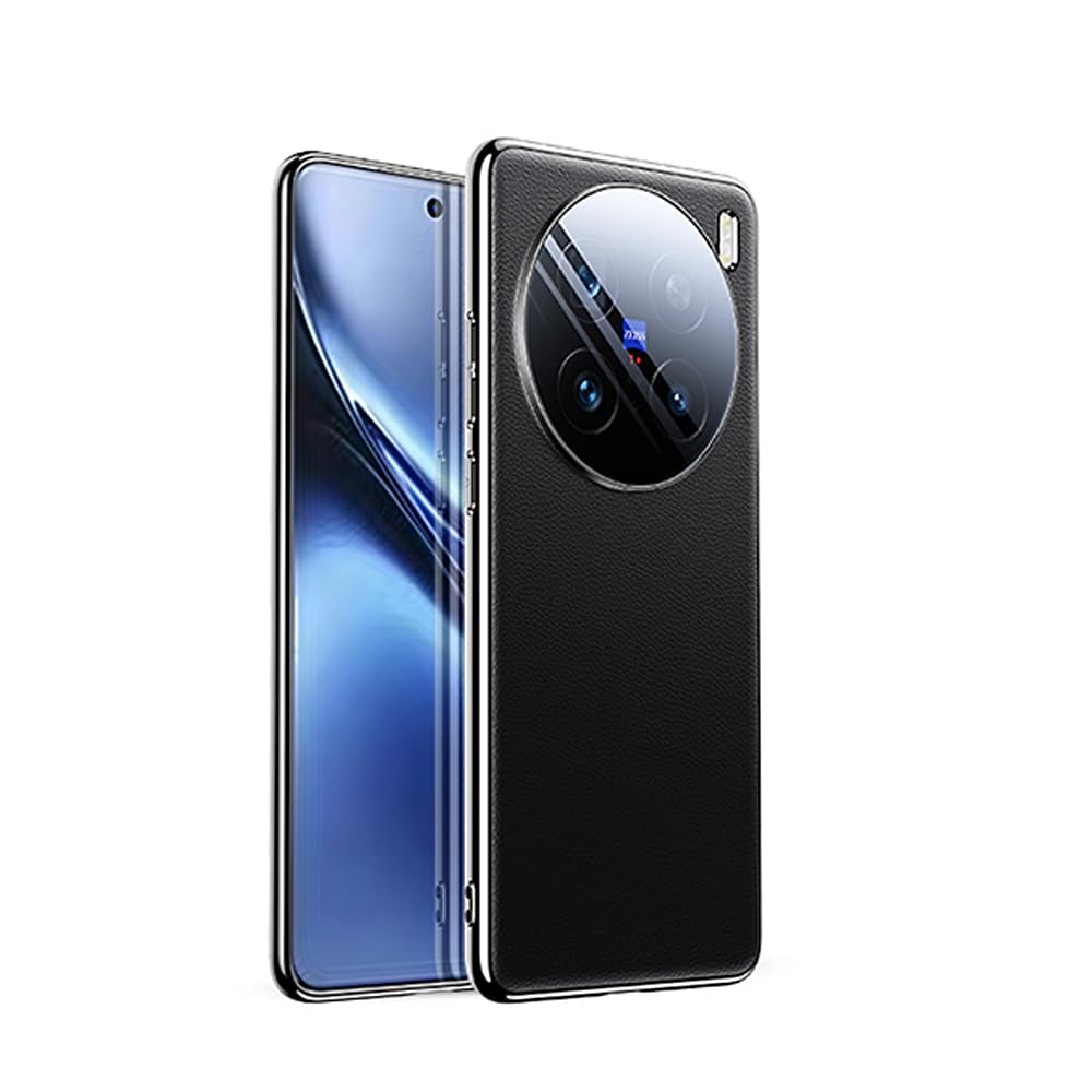 QJONSIU Case Compatible with vivo X200 Pro, [Anti-Scratch] Ultra-thin Protective Case, PU Leather Case, Compatible with vivo X200 Pro-Black