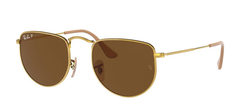 Ray-Ban RB3958 Elon Round Sunglasses, Legend Gold/Polarized Brown, 47 mm