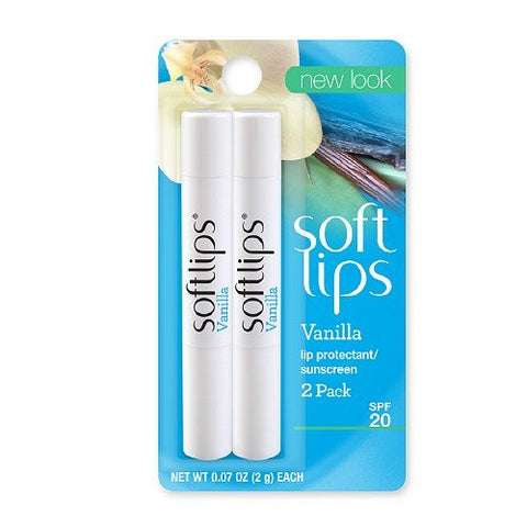Softlips Lip Protectant/Sunscreen SPF 20, Value Pack, Vanilla 0.07 oz (Pack of 4)