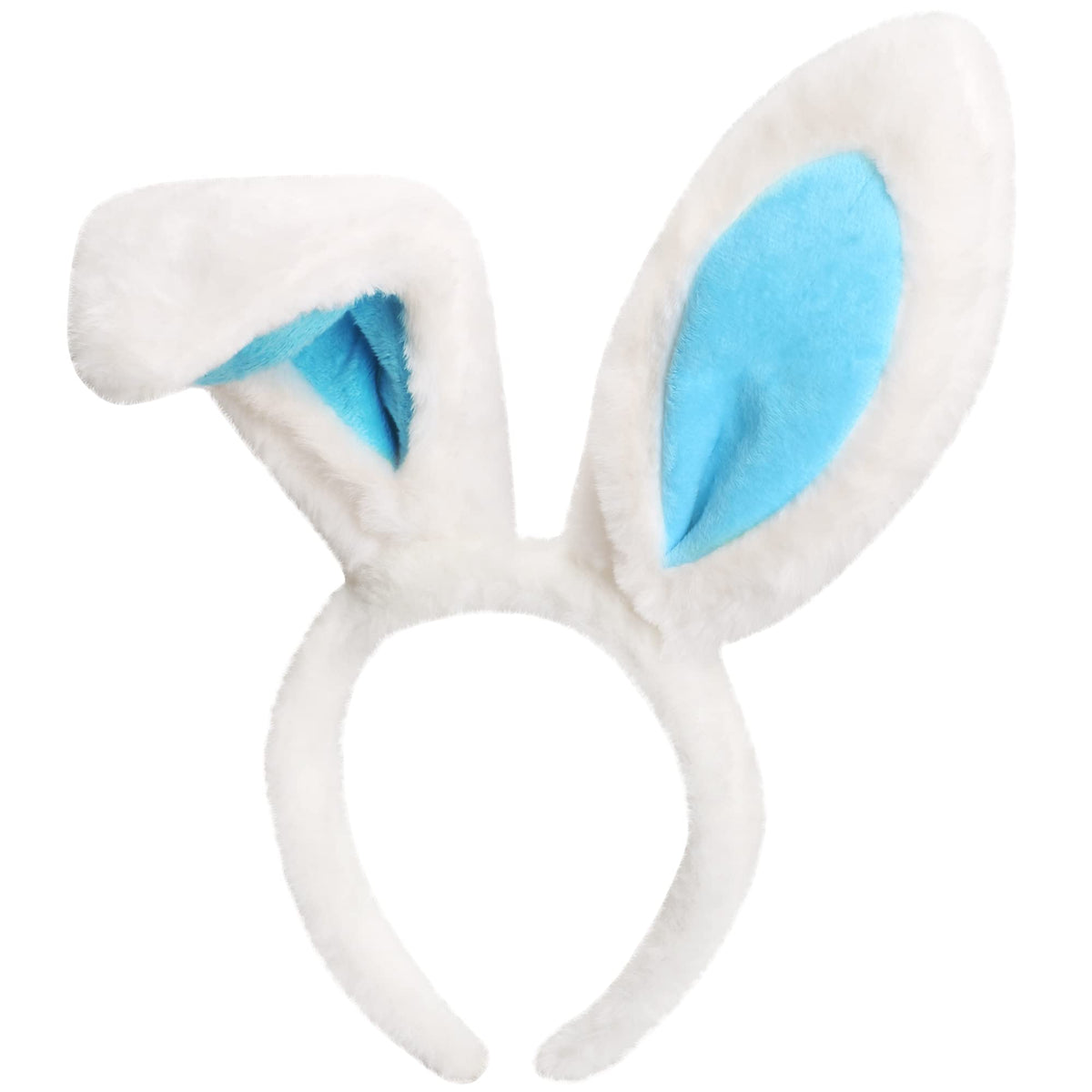 TRIXES White and Blue Bunny Headband - Rabbit Plush Ears - Fancy Dress Costume Accessory - Easter, Halloween, Christmas, Cosplay, Party, Hen Do
