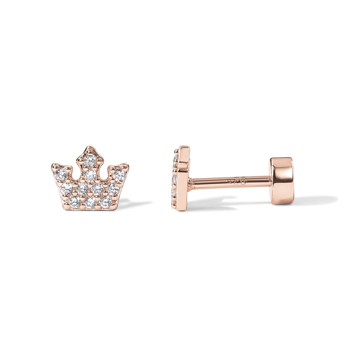 PAVOI 14K Gold Flat Backs (Crown, Rose Gold)