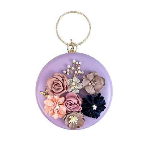 shiiriin | WomenÃ¢â‚¬â„¢s 3D Purple Floral Clutch Purse Hand Bag for Bridal Wedding Party