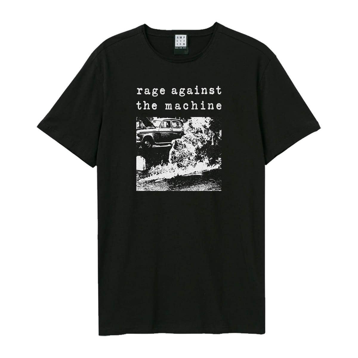 Amplified Unisex Adult Monk Fire Rage Against The Machine T-Shirt (L) (Black)