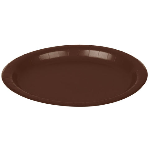 Amscan Disposable Round Party Luncheon Plates (24 Pack), 9", Brown