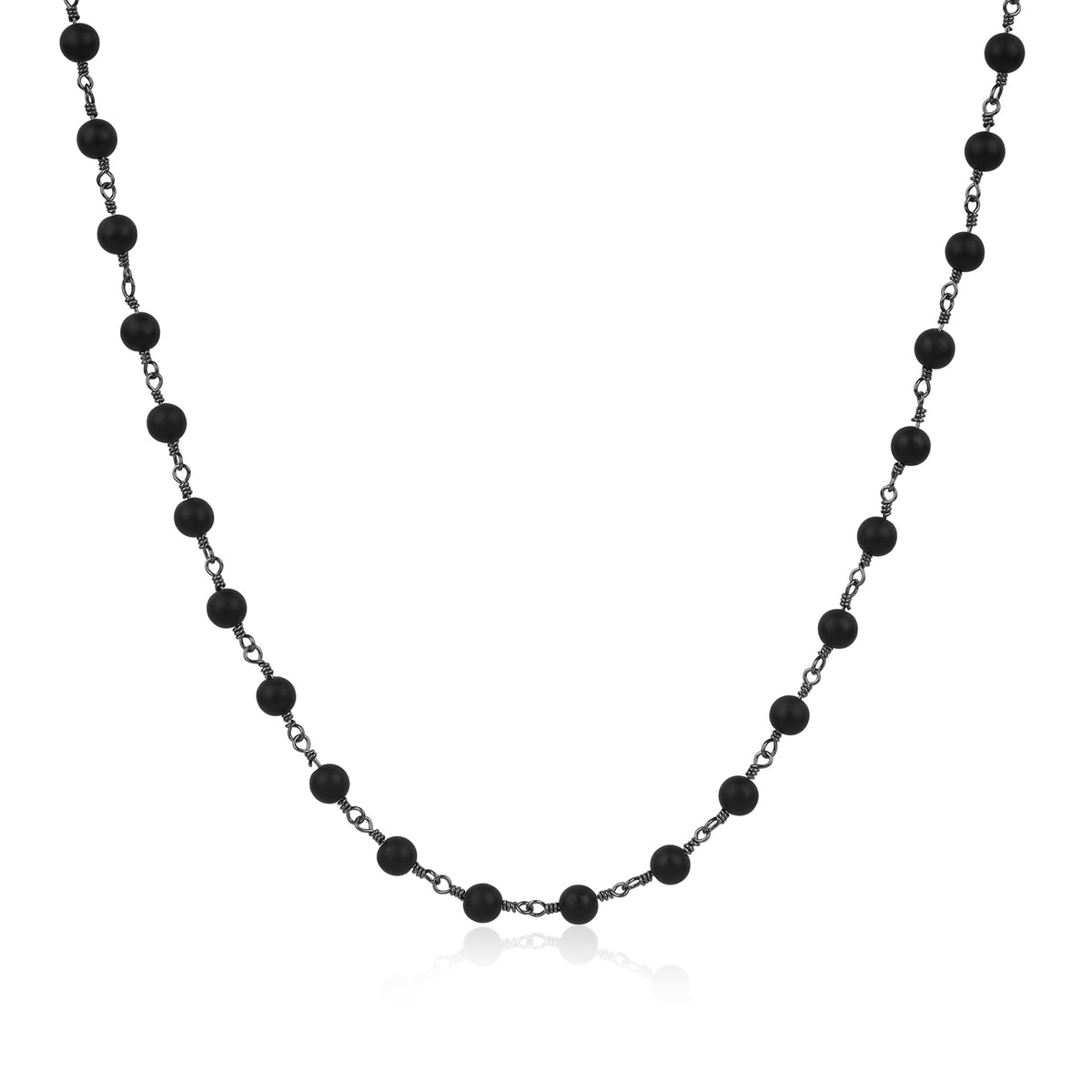 COAI Men's Women's Matte Onyx Necklace Stone Beaded Necklace for Men Women 22"