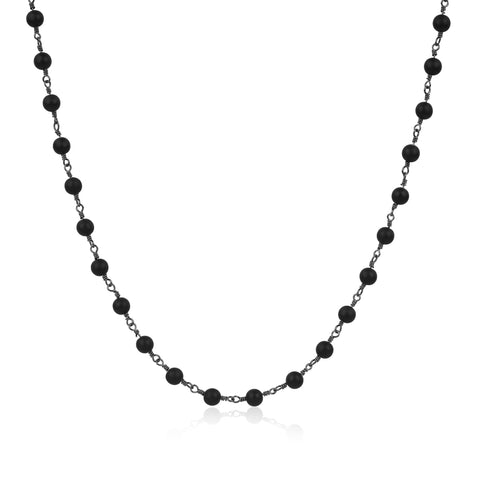 COAI Men's Women's Matte Onyx Necklace Stone Beaded Necklace for Men Women 22"