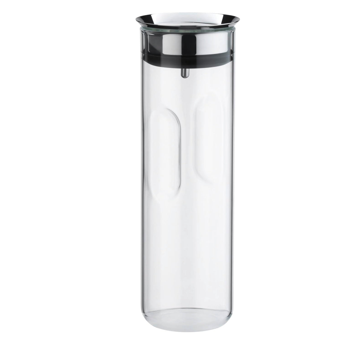 WMF Motion Water Carafe 1.25 Litres Height 29 cm Glass Carafe Closeup Silicone Lid Lock Handle Dishwasher Safe, Silver, 9.8 cm