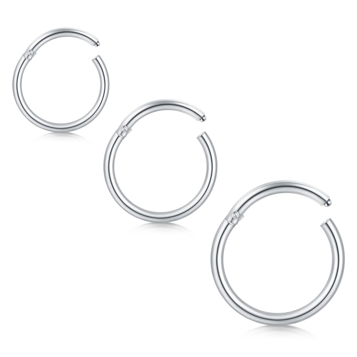 Longita Hoop Nose Ring Nose Hoop 18g Hoop Nose Ring Nose Ring Hoop 316L Surgical Steel Nose Ring Cartilage Hoop Earring Cartilage Hoop Septum Hoop 7mm 8mm 10mm Silver