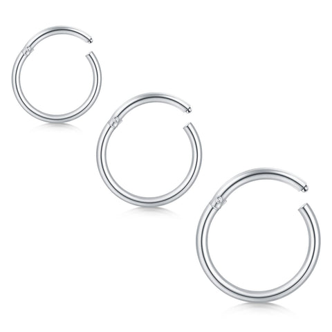 Longita Hoop Nose Ring Nose Hoop 18g Hoop Nose Ring Nose Ring Hoop 316L Surgical Steel Nose Ring Cartilage Hoop Earring Cartilage Hoop Septum Hoop 7mm 8mm 10mm Silver