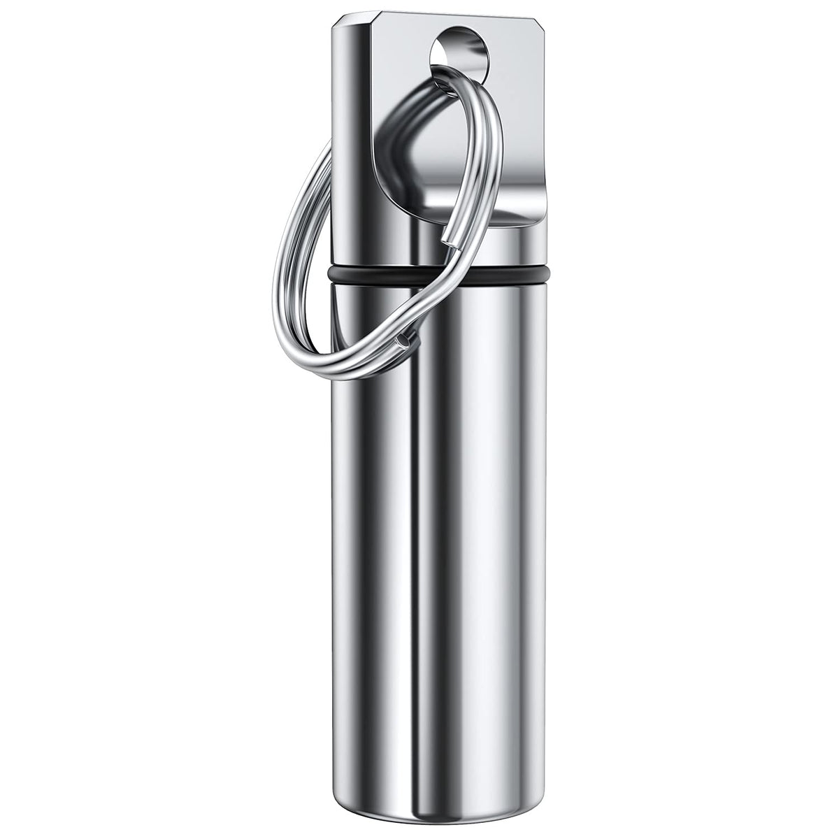 Small Pocket Pill Box Keychain, Aluminium Alloy Portable Mini Pill Organizer Case Container for Purse, Waterproof Metal Pill Holder Medicine Bottle for Outdoor Camping Travel (Silver)