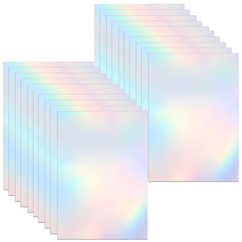 2 Types Transparent Holographic Overlay Lamination Vinyl A4 Size Self-Adhesive Laminate Waterproof Vinyl Sticker Paper, 20 Sheets 8.25 x 11.7 Inches