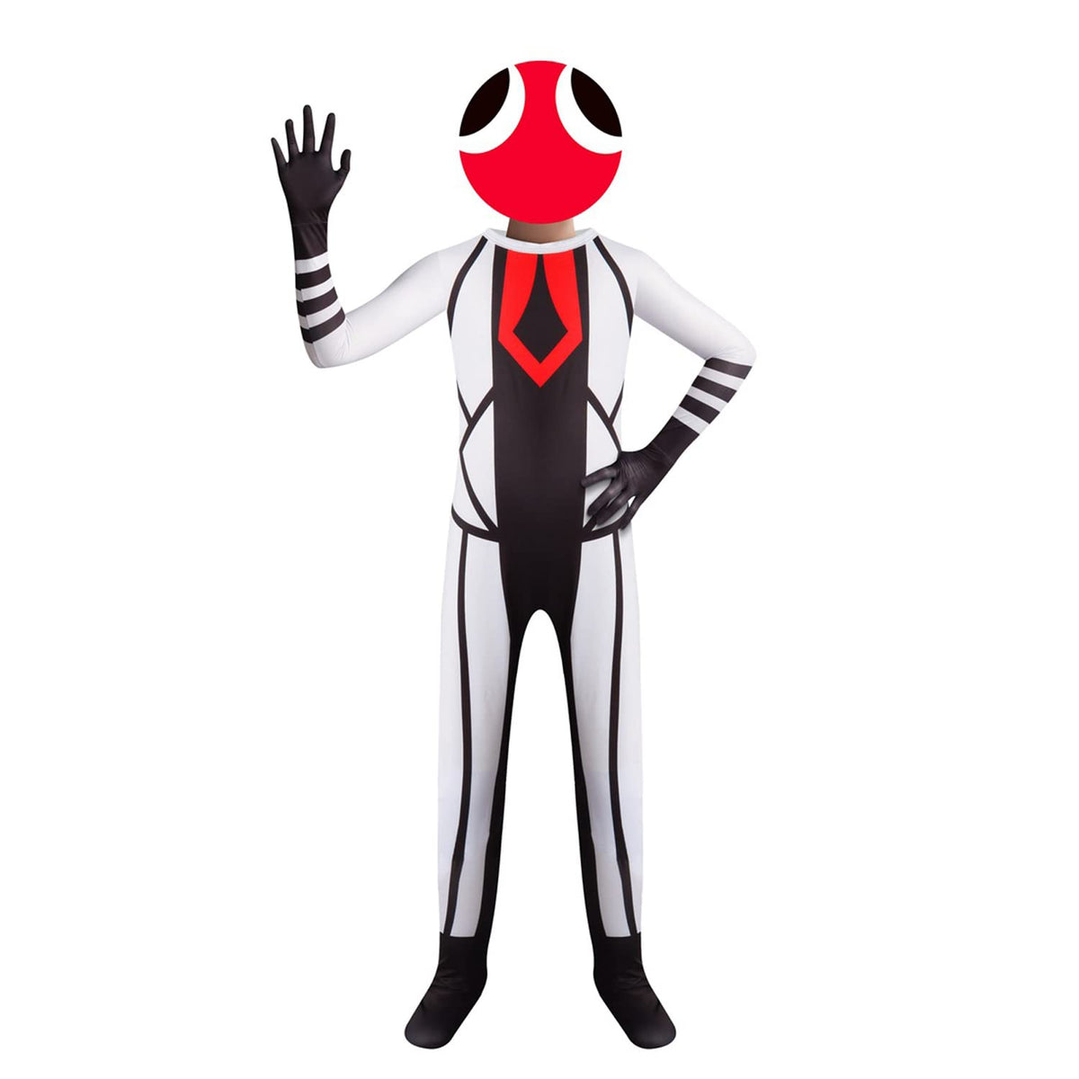 SharkBebe Rainbow Friends Halloween Kids Cosplay Costumes Jumpsuit Boys Dress Up Clothing Girls Pretend Mask Game Costume (White, 5-6 Years)
