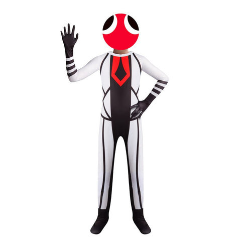 SharkBebe Rainbow Friends Halloween Kids Cosplay Costumes Jumpsuit Boys Dress Up Clothing Girls Pretend Mask Game Costume (White, 5-6 Years)