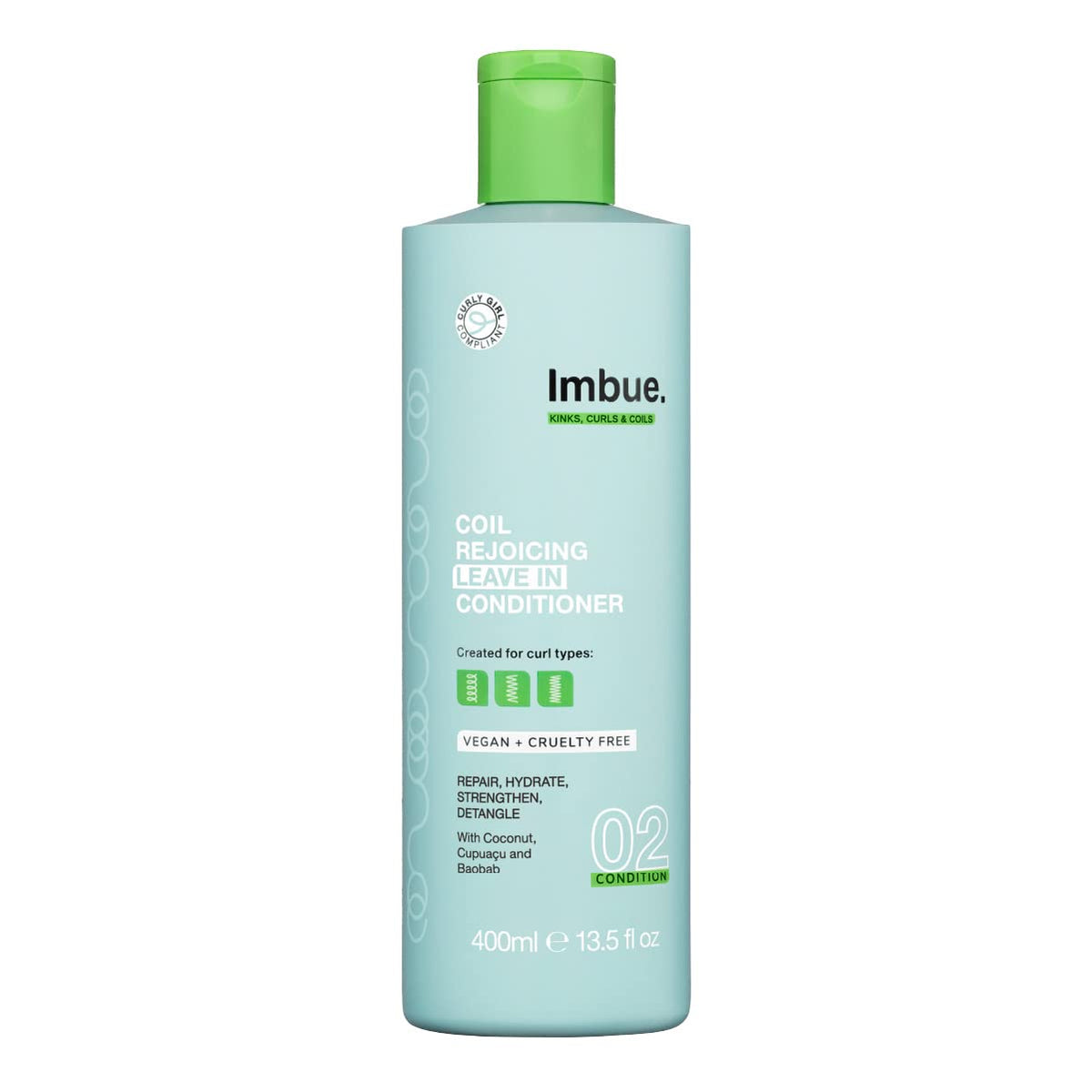 Imbue Leave-in Curly Hair Conditioner, 4A-4C Natural Hair Friendly, 13.5 Fl Oz, Curl Cream, Paraben Free, Cruelty Free, Vegan, For Dry Frizzy Wavy Curls & Coily Hair