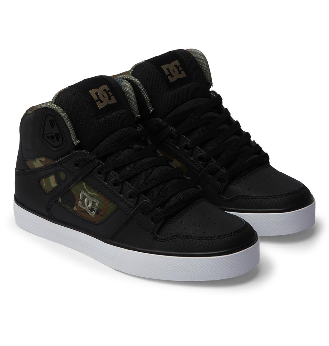 DC Men's Pure High Top WC Skate Shoe, Black/Black/Green, 12.5
