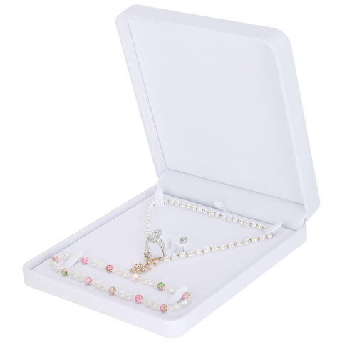 LETURE Velvet Jewelry Set Box, Velvet Gift Box for Bracelet Necklace Earring Ring (White)