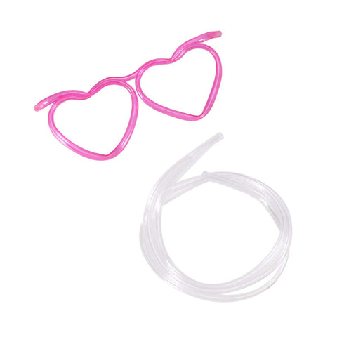 10pcs Drinking Straw Eye Glasses Fun Party Heart Shape DIY Drinking Straw Tube Birthday Parties Bar Supplies 's Party Decoration