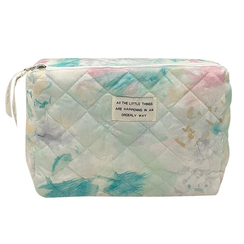 Juoxeepy Cotton Makeup Bag Large Travel Cosmetic Bag Quilted Cosmetic Pouch Coquette Aesthetic Floral Toiletry Bag
