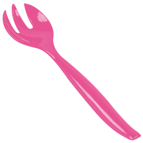 Adorable Plastic Serving Fork Party Table Reusable Serveware and Cutlery, Bright Pink, 9 1/2".