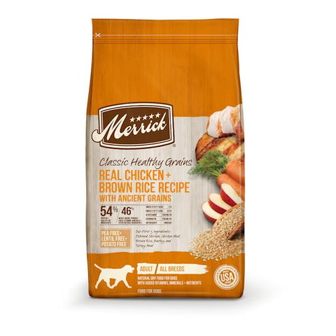 Merrick Classic Healthy Grains Real Chicken & Brown Rice Recipe with Ancient Grains Dry Dog Food, 4 lbs.