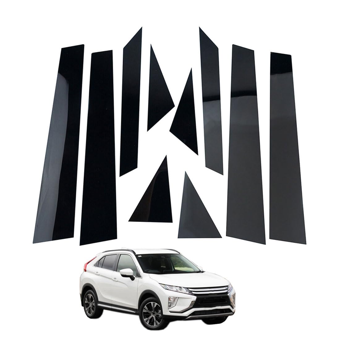 Glossy Black Pillar Post Window Trim for Eclipse Cross 2018-2021 Door Window Pillar Cover Sticker Decals Kits