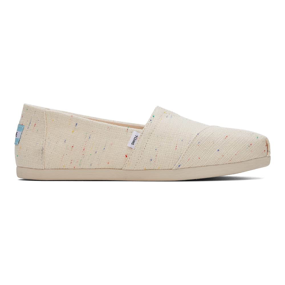 TOMS Women's Alpargata Recycled Cotton Canvas Loafer Flat, Natural Speckled Slub, 6