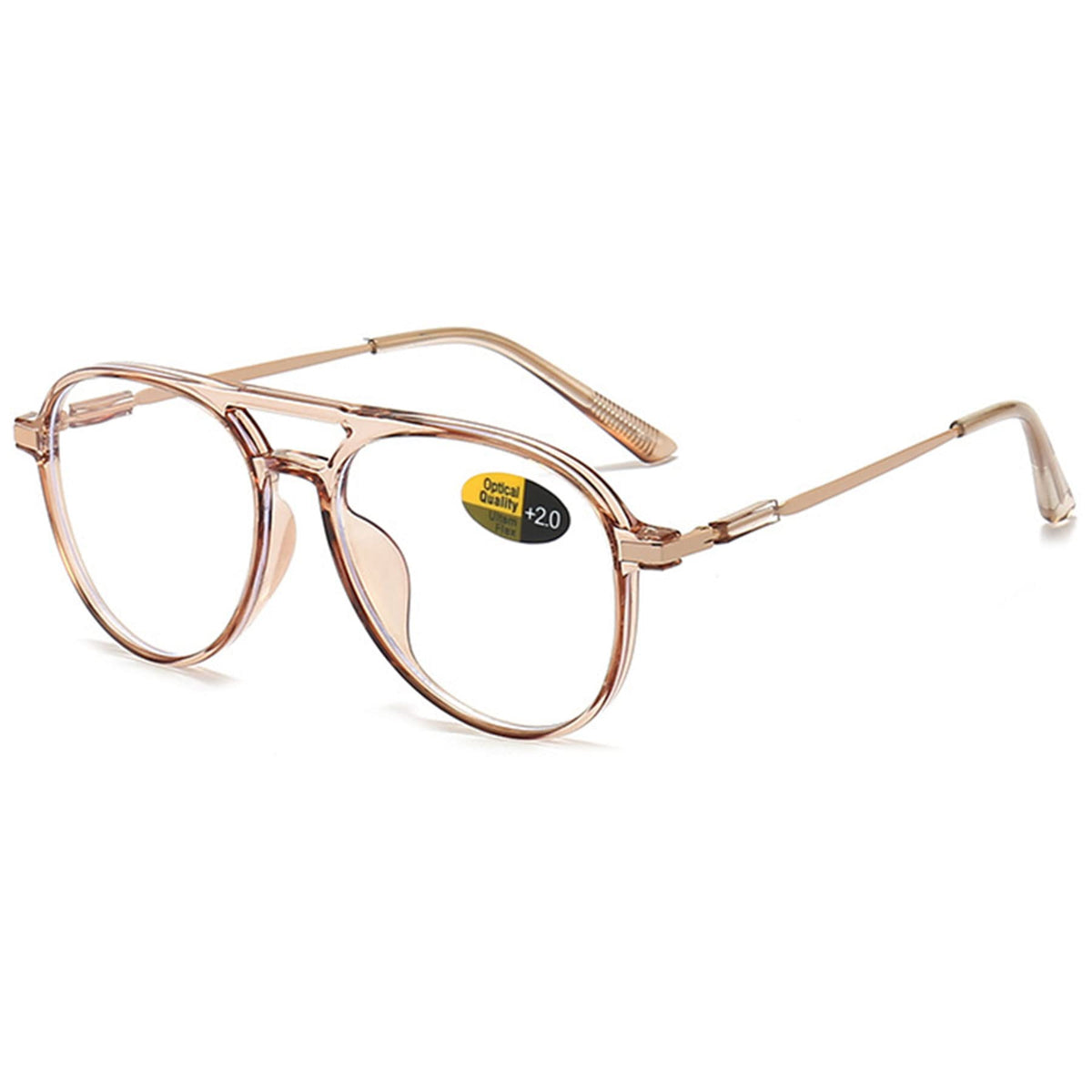 Lanomi Eyewear Pilot Reading Glasses Plastic Frame Blue Light Blocking Readers Designer Eyeglasses for Unisex Women Mens Transparent Brown 2.5