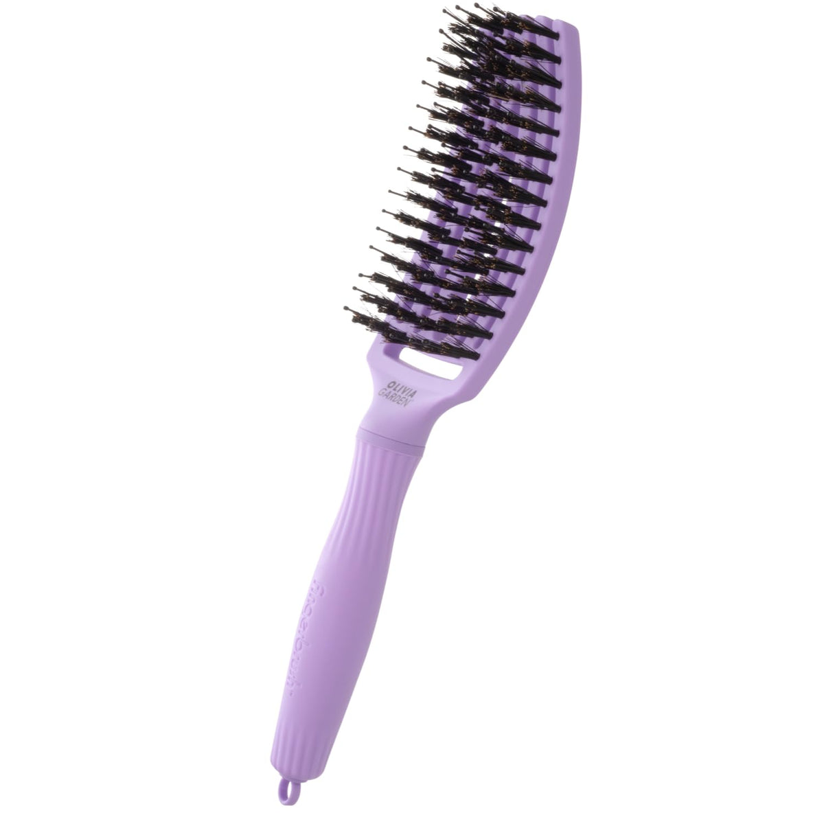 Olivia Garden Fingerbrush Care Iconic - Medium - Lavender - Detangling Hairbrush with Boar & Nylon Bristles for Ultimate Shine & Smooth Styling