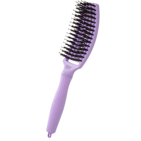 Olivia Garden Fingerbrush Care Iconic - Medium - Lavender - Detangling Hairbrush with Boar & Nylon Bristles for Ultimate Shine & Smooth Styling