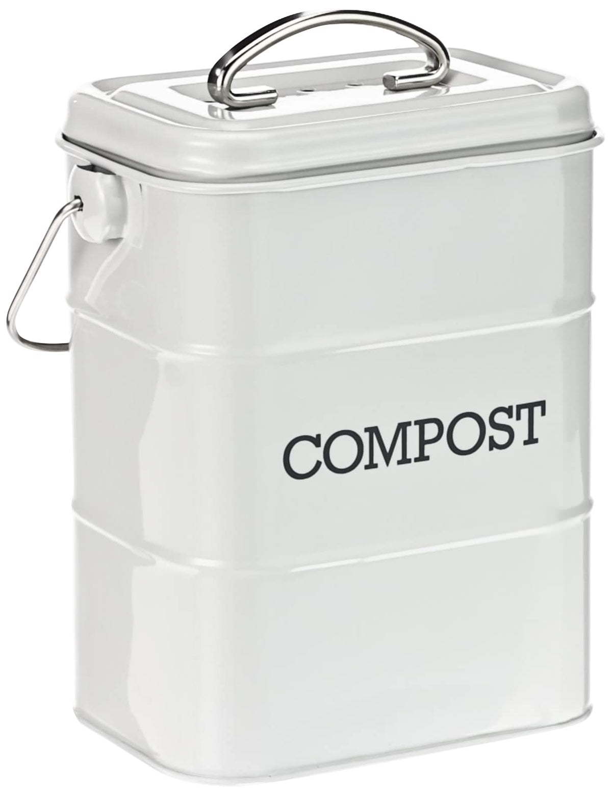 KitchenCraft Living Nostalgia Steel Compost Bin, 3 litres-French, Pale Grey
