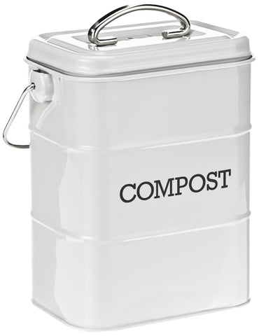 KitchenCraft Living Nostalgia Steel Compost Bin, 3 litres-French, Pale Grey
