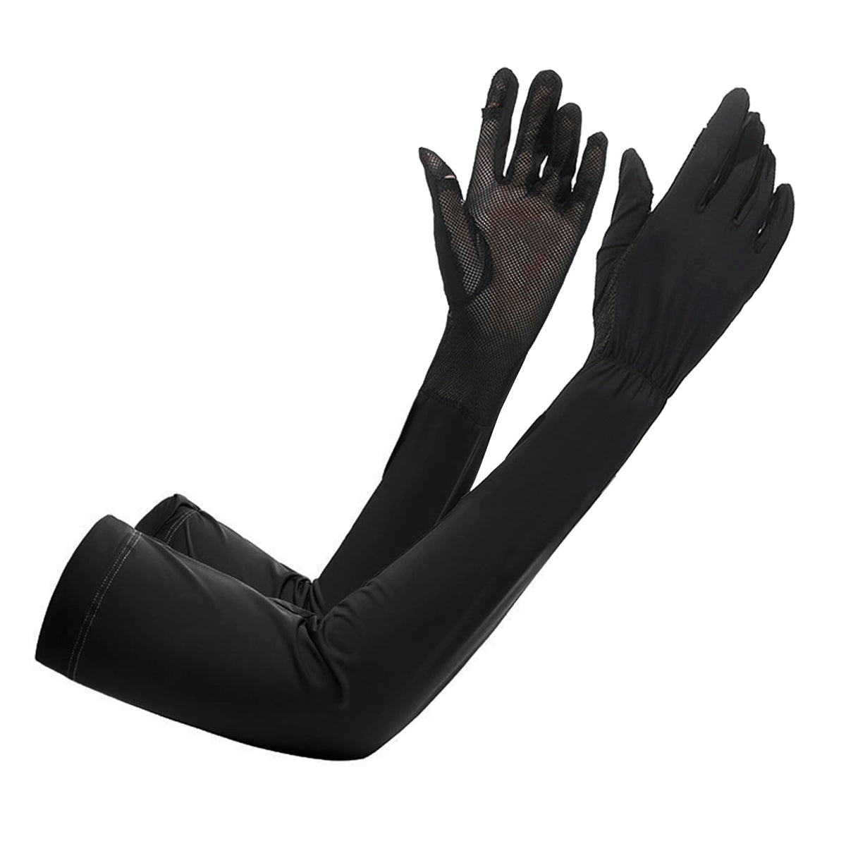 TINAYAUE Women's Long Summer Gloves Breathable Driving Gloves Non-Slip Arm Sleeve UV Protection Touchscreen Gloves Soft Sports Arm Warmers Lightweight Full Finger Gloves for Outdoor Sports, black, One