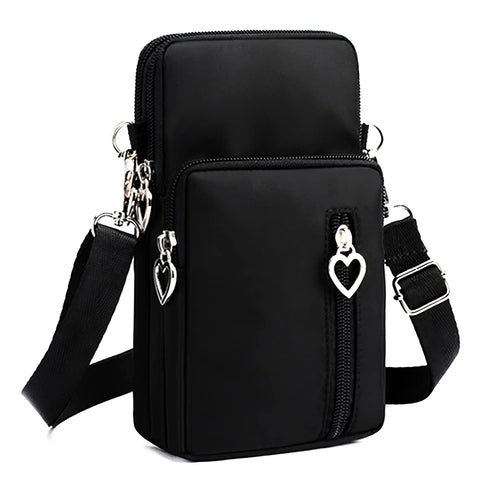 LassZone Womens Cross Body Phone Bag Ladies Over Shoulder Bags 3 Layers Mobile Phone Bag Purse Nylon Wallet for Women Handbags
