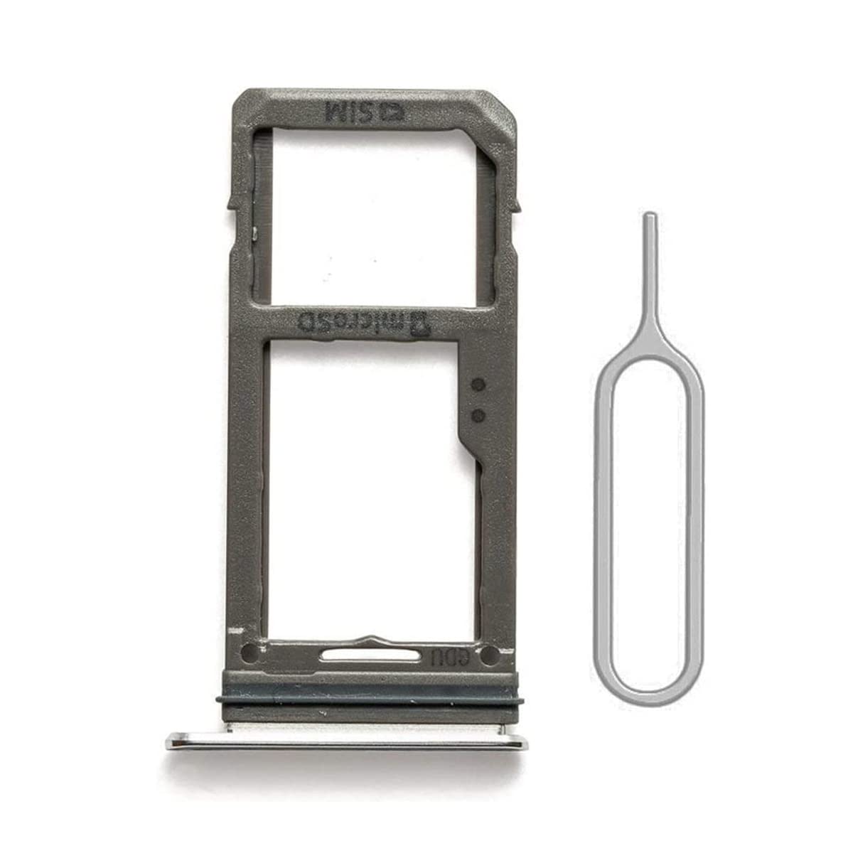 Perzework SIM Card Tray Holder Slot Replacement for Samsung Galaxy S8 and S8 Plus?Silver Waterproof Rubber Ring and Eject Pin