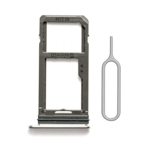 Perzework SIM Card Tray Holder Slot Replacement for Samsung Galaxy S8 and S8 Plus?Silver Waterproof Rubber Ring and Eject Pin