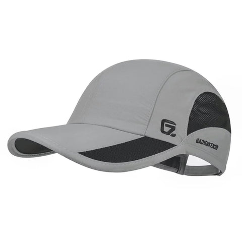 GADIEMKENSD Quick Dry Running Cap Mens Cooling Hats Summer Sun Hat Dri Fit Workout Hat Hiking Accessories for Golf Hiking Outdoor Camping Gym Tennis Travel Cycling Horse Fishing Walking Light Gray, M
