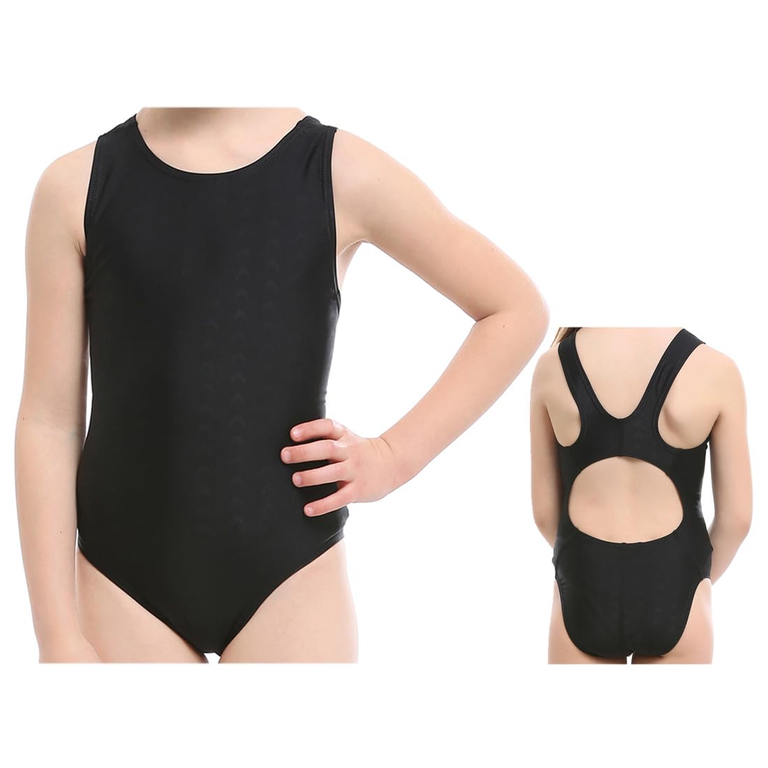 Girls One Piece Swimsuit Sports Swimming Costume Swimwear Kids Bathing Suits Beachwear Bikini Black 4-5 Years