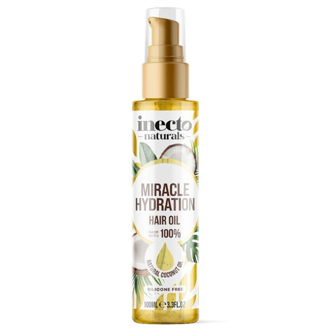 INECTO Naturals Miracle Hydration Hair Oil 100ml, Silicone Free, Vegan Formula. Lightweight for Shiny, Stronger, Conditioned Hair