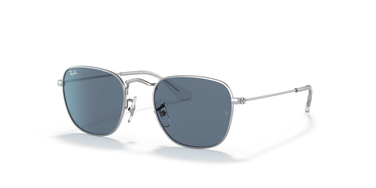 Ray-Ban Junior Kids' RJ9557S Square Sunglasses, Silver/Dark Blue, 46 mm