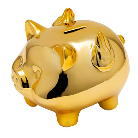 Piggy Bank Terracotta, Piggy Bank, Cute Piggy Bank for Children, Newlyweds, Money Banknotes, Gift Idea for Christmas, Children, Wedding Money Box Christening (Gold)