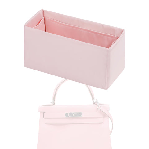 XYJG Purse Handbag Silky Organizer Insert Keep Bag Shape Fits Herme Kelly Pochette/Mini/20/25/32/35/40 bags, Luxury Handbag Tote Lightweight Sturdy(Kelly 25,Pink)