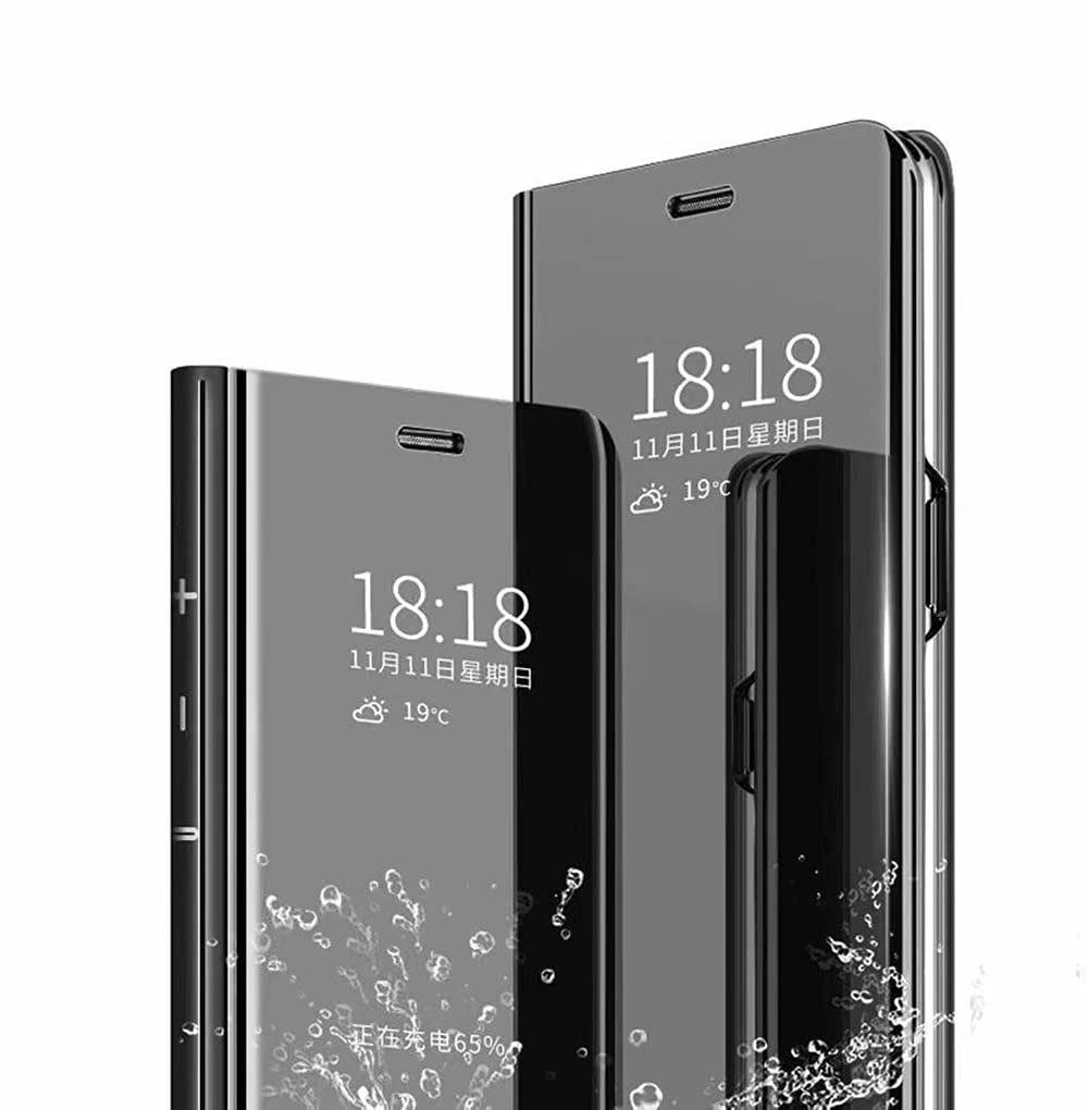 TingYR Case for Oppo A95 Cover, Plating Mirror Makeup Phone Case Flip Shockproof Cover, [Stand Function], Case Cover for Oppo A95.(Black)