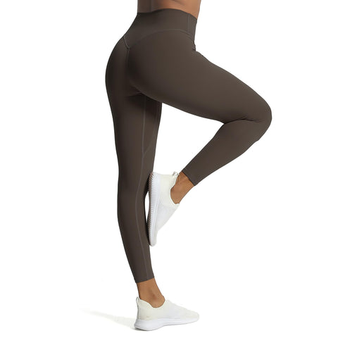 Aoxjox High Waisted Workout Leggings for Women Tummy Control Buttery Soft Yoga Metamorph Deep V Pants 27" (Mulch, X-Small)