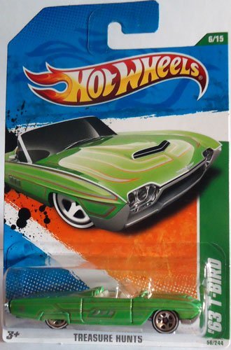 2011 Hot Wheels '63 T-Bird (1963 Ford Thunderbird convertible) T-Hunt 6 of 15 #56 Green regular treasure hunt