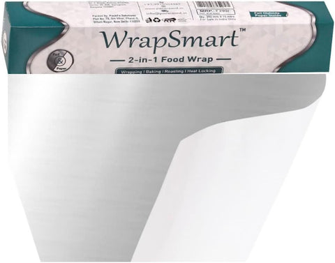 WrapSmart 2 in 1 Food Wrap | Aluminium Foil Plus Butter Paper | Foil Paper for Kitchen | Food Wrap | Food Parcel | Fresh Food | Moisture Balancing | Heat Locking | 20 metre x 11.5 inches
