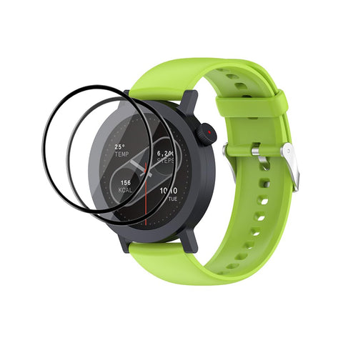 QINOUK Silicone Strap for CMF by Nothing Watch Pro 2, [Breathable] Soft Silicone Replacement Band, [2 Pack] Screen Protective Film, for CMF Watch Pro 2-Green