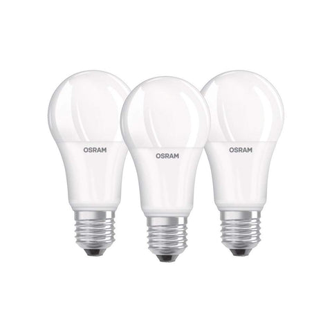 Osram LED Lamp/E27 Base/Cool White (4000 K)/Replaces 100 W Incandescent Bulbs/13 W/Frosted/LED Base Classic A, Pack of 3