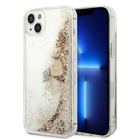GUESS GUOHCP14MGLHFLGO Case for iPhone 14 Plus 6.7 Inch Gold/Gold Hard Case Glitter Charms