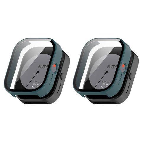 QINOUK Hard PC Case for CMF by Nothing Watch Pro with Built in Tempered Glass, [2-Pack] All Around Anti-Scratch Protective Case Compatible with CMF by Nothing Watch Pro-Green
