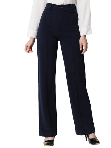 KOTTY Women's Regular Casual Pants (KTTWOMENSPANT151_Navy Blue_32)
